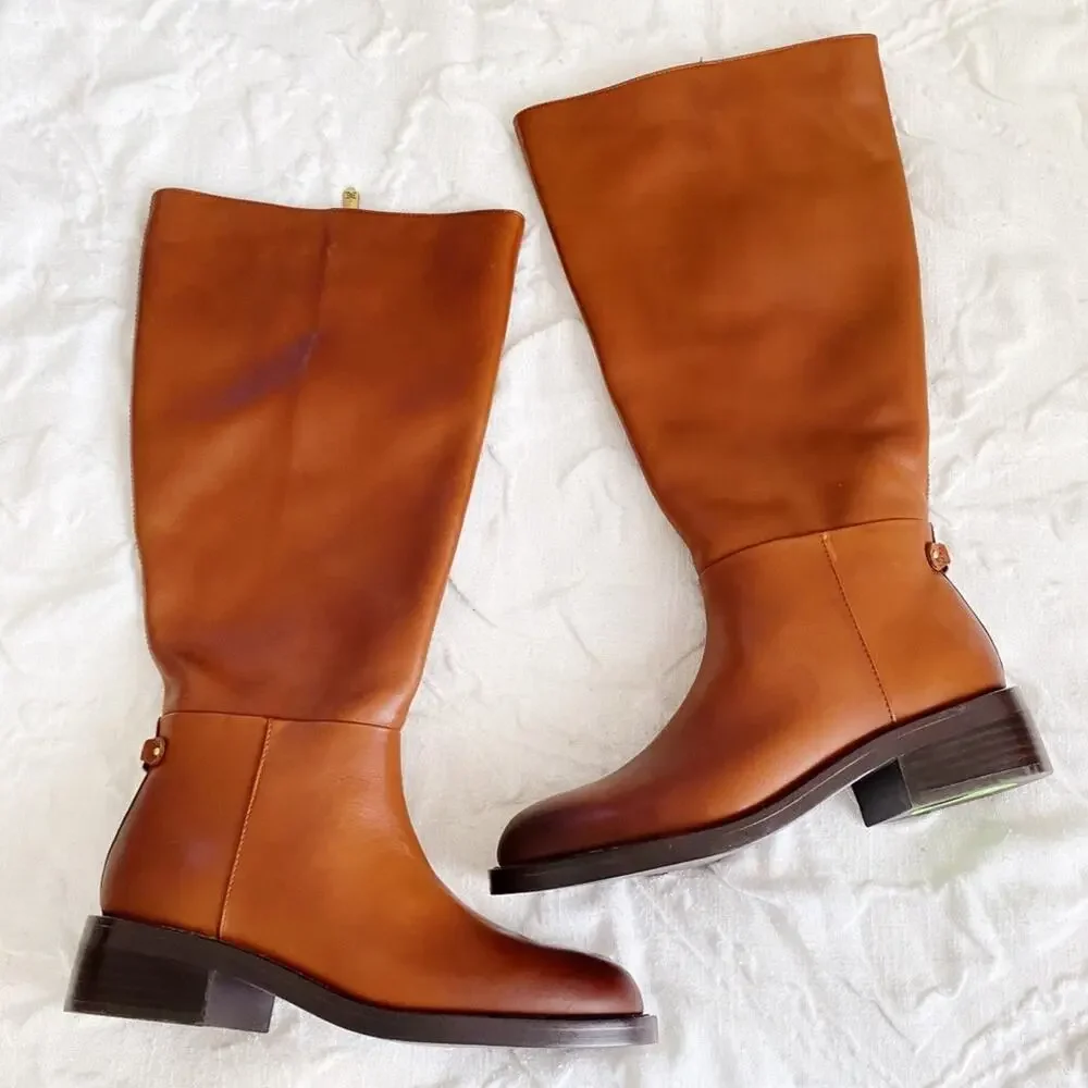 Sam Edelman Mable Wide Calf Leather Tall Boots Size 6.5 New